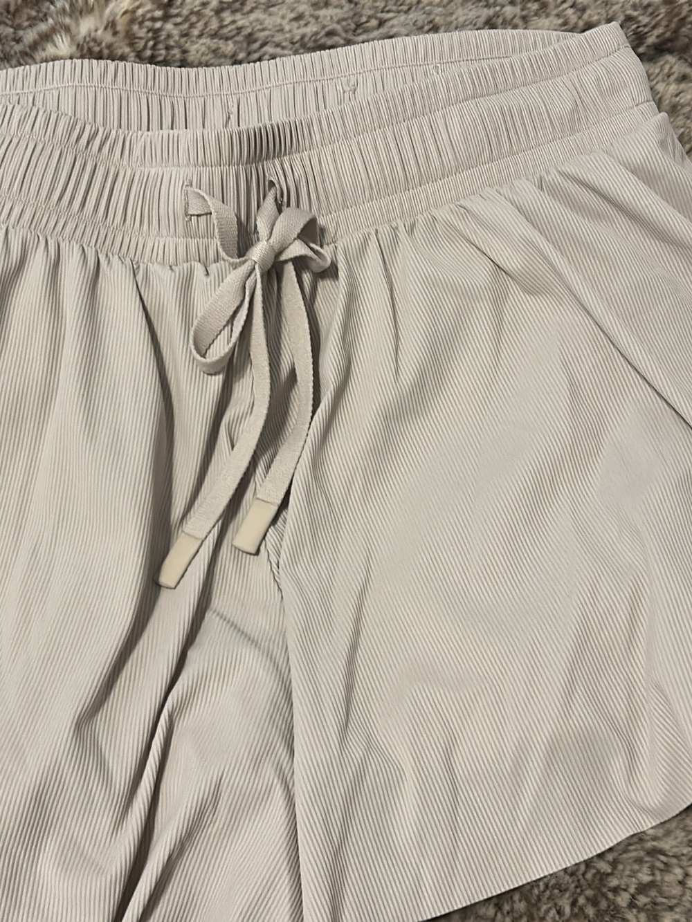 JoyLab Neutral Beige Ribbed Drawstring Athletic Shorts